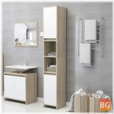 Bathroom Cabinet - White and Sonoma Oak - 11.8