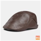 REBECCA Women's Genuine Leather Retro Outdoor Casual Solid Color Back Hat Hat