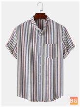 Colorful Pinstripe Short Sleeve Shirt