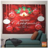 Red Christmas Wall Tapestry with Bells - Wall Hanging