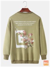 Long Sleeve Sweatshirt with Slogan & Floral Back Print