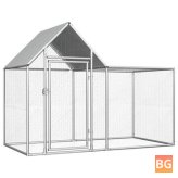 vidaxl 144553 Outdoor Chicken Coop 2x1x1.5 m Galvanised Steel House Cage for Dogs Sleep Metal Playpen Exercise Training Bedpan