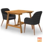 Patio Table and Chairs Set, Black