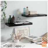 High Gloss Floating Shelves - Black 19.7