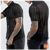 Black Striped Summer Shirt for Men