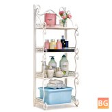 SUOERNUO Z674 4-Layers Storage Rack with Wrought Iron Base - White/Brown