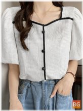 Buttoned Contrast Blouse