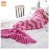 Yarn Knitting Mermaid Tail Blanket - Wave Stripe Warm Super Soft Sleep Bag Bed Mat