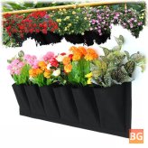 6 Pocket Vertical Garden Plant Grow Wall Bags for Home - Black Tools for Planting