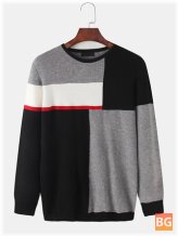 Color Block Knit Round Neck Casual Sweaters for Men