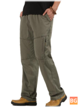 Trousers for Men in a Solid Color - Elastic Waist Multi Pocket-pants