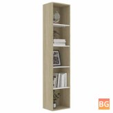 Book Cabinet with White and Sonoma Oak Woodgrain Panel