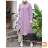 Long Sleeve Blouse with Button Slit