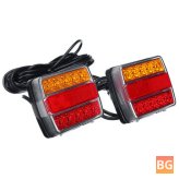 12V 2pcs Magnetic Trailer Tail Lights Stop Indicator License Plate Lamp - Waterproof 16 LED