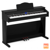 Zebra Electronic Piano with Sliding Cover and Wooden Stand