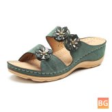 Flowers Wedge Sandals - Soft and Casual