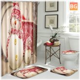 Bathroom Rug+Lid Toilet Covers with Shower Curtain