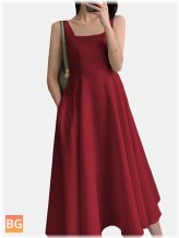 Pocket A-line Sleeveless Dress