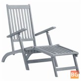 Outdoor Deck Chair with Footrest Black Wash Solid Acacia Wood