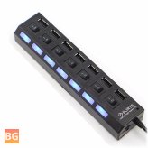 USB 2.0 Hub with Power Adapter and 7 Ports