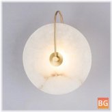 Marble Lampshade with LED Lighting - Black Gold Base