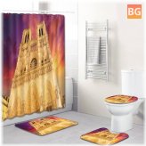 Waterproof Shower Curtain and Toilet Seat Cover - Set of 4