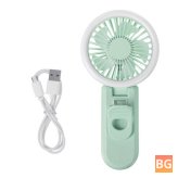 Mini LED Ring Light Fan - USB Rechargeable Handheld Makeup Selfie Lamp Air Cooler