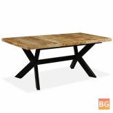 Table with Solid Wooden Mango Wood and Steel Cross