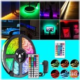 12V RGB LED Strip Light Kit with Remote and Power Adapter