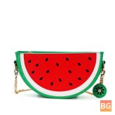 Women's PU Leather Crossbody Bag with Chain Strap and Watermelon Fruit