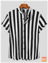 Short Sleeve Striped Shirts - Men