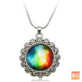 Space Glass Cabochon with Silver Alloy Pendant