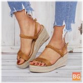 Women's Straw Braided Open Toe Wedges sandals