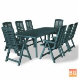 9 Piece Outdoor Dining Set - Plastic Green