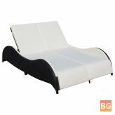 Sun Lounger with Cushion and Rattan