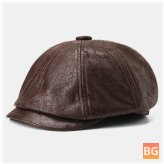 PU Leather Newsboy Hat - Men's
