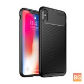 TPU Soft Back Cover for Apple iPhone XS/X - Carbon Fiber