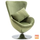 Egg Chair with Cushion in Green Velvet