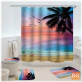 Bathroom Curtains and Shower Curtain Set - Beach Sunset Style