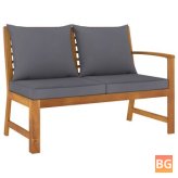 Garden Bench with Cushion and Gray Wood