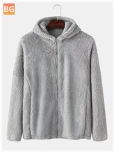 Long Sleeve Zipper Hoodie with a Fluffy Plush Fabric