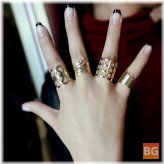 Gold Leaf Hollow Out Square Finger Ring - 1pc