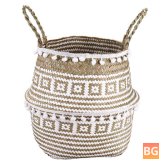 Garden Wicker Storage Basket - Wicker Hanging Basket with Handle & Small Ball