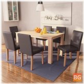 Kitchen Table Set with 7PCS Artificial Leather Chairs and One Table, Stable, Strong