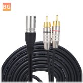 2 RCA Male Audio Microphone Cable with Audio Stereo Mic and Speaker Amplifier