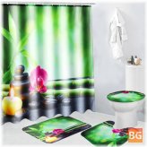 Bathroom Curtains with Hooks and Troliet Cover - 180x180cm