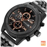 Stainless Steel Chronograph Men's Watch with Waterproof and Timekeeping Functions