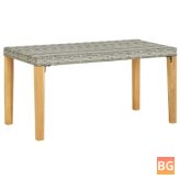 Garden Bench - 47.2 Gray Poly Rattan and Solid Acacia Wood