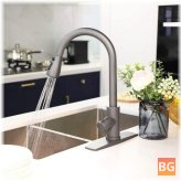 Stainless Steel Pull-Out Kitchen Faucet with One-Button Water Stop