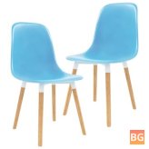 2-Piece Plastic Blue Dining Room Chairs